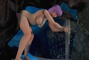 3D animated woman with purple hair has bestial sex