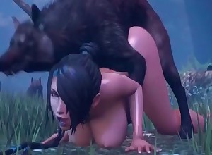 Hardcore 3D bestiality action with a massive wolf